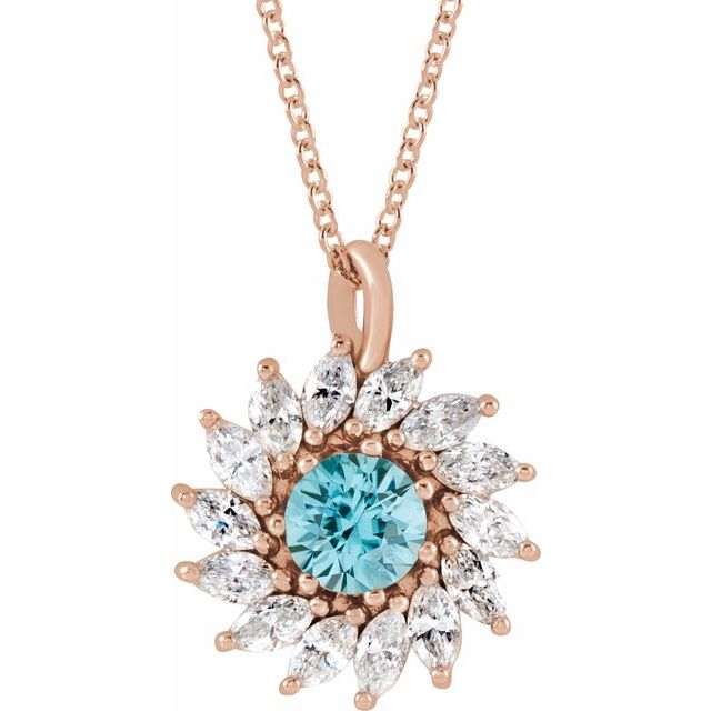 14k-rose-natural-blue-zircon-&-5/8-ctw-natural-diamond-halo-style-16-18"-necklace