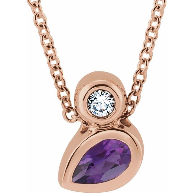 14k-rose--pear-natural-amethyst-&-.03-ct-natural-diamond-16-18"-necklace