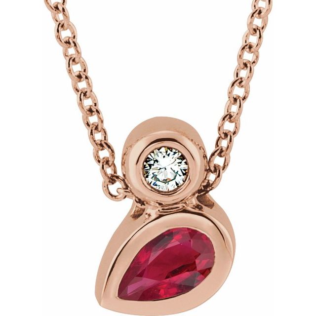 14k-rose--pear-natural-ruby-&-.03-ct-natural-diamond-16-18"-necklace