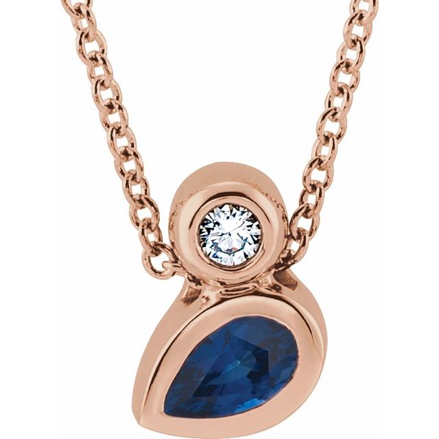 14k-rose--pear-natural-blue-sapphire-&-.03-ct-natural-diamond-16-18"-necklace