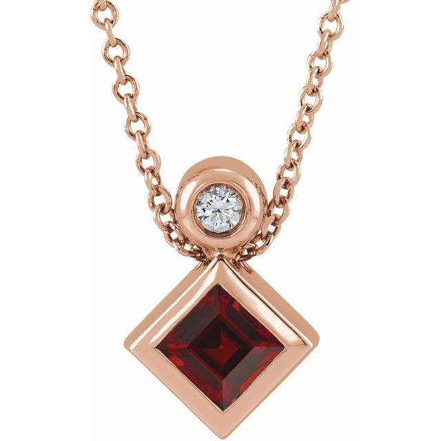 14k-rose--square-natural-mozambique-garnet-&-.03-ct-natural-diamond-16-18"-necklace