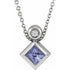14k-white--square-natural-tanzanite-&-.03-ct-natural-diamond-16-18"-necklace