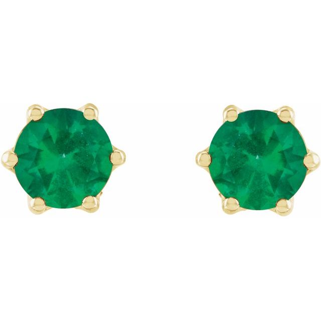 14k-yellow--lab-grown-emerald-&-.03-ctw-natural-diamond-crown-earrings