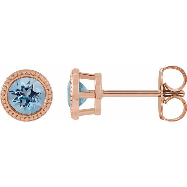 14K Yellow Gold|Natural Blue Zircon|3 mm
