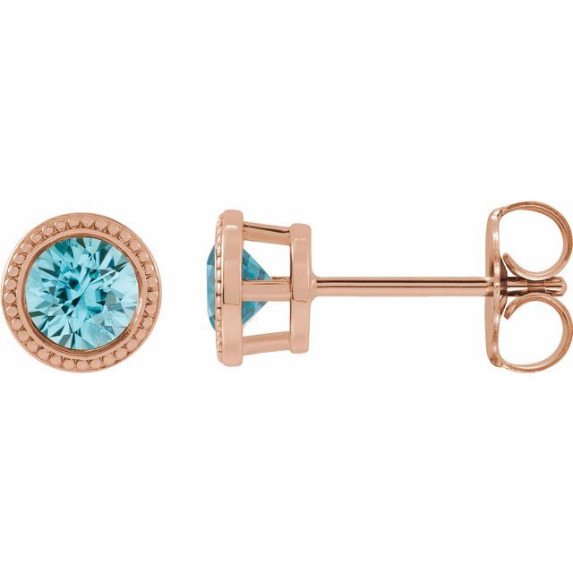 14K Yellow Gold|Natural Blue Zircon|3 mm