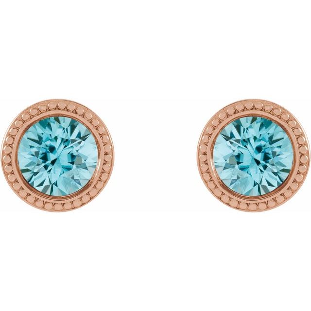 14K Yellow Gold|Natural Blue Zircon|3 mm