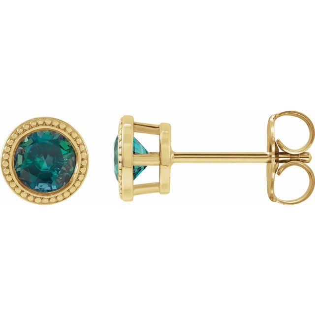 14K Yellow Gold|Natural Blue Zircon|3 mm