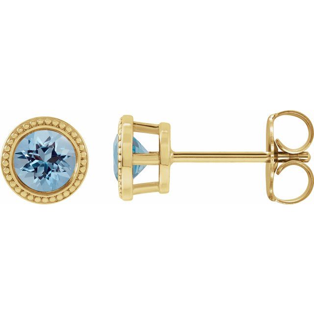 14K Yellow Gold|Natural Blue Zircon|3 mm