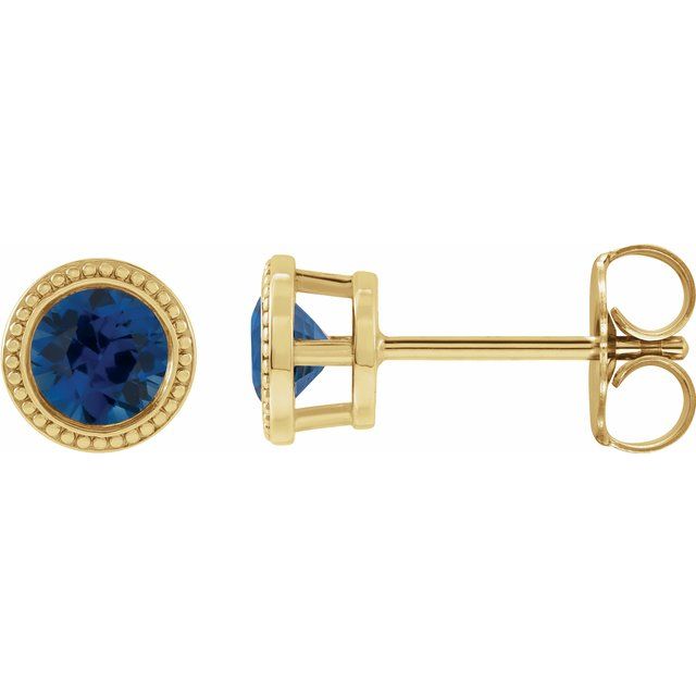 14K Yellow Gold|Natural Blue Zircon|3 mm