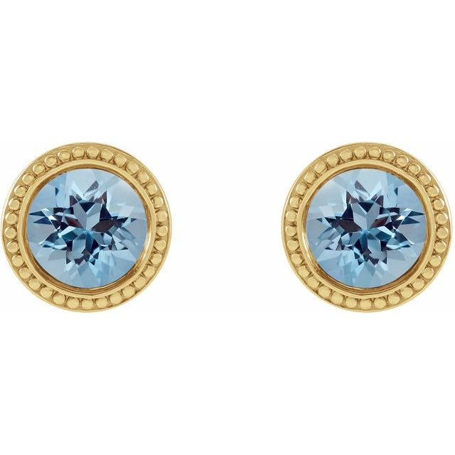 14K Yellow Gold|Natural Blue Zircon|3 mm