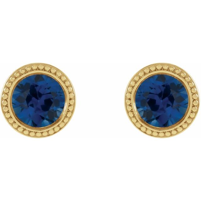 14k-yellow--lab-grown-blue-sapphire-beaded-bezel-set-earrings