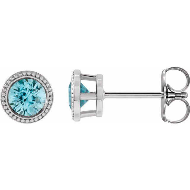 14K Yellow Gold|Natural Blue Zircon|3 mm