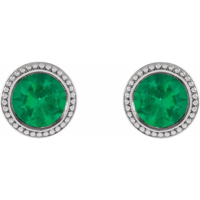 14k-white--natural-emerald-beaded-bezel-set-earrings