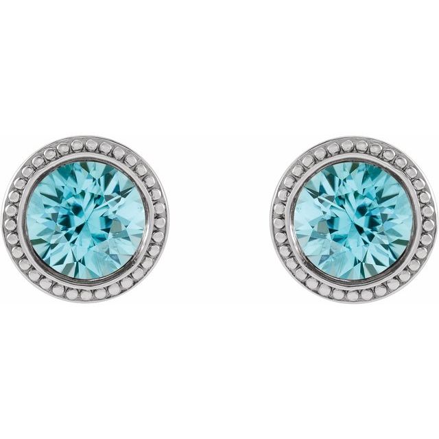 14K Yellow Gold|Natural Blue Zircon|3 mm