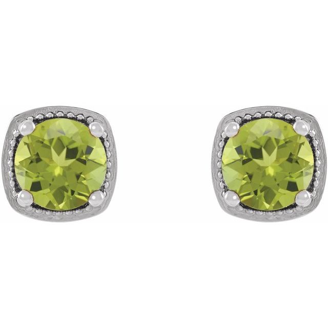 Sterling Silver|Natural Peridot|6 mm
