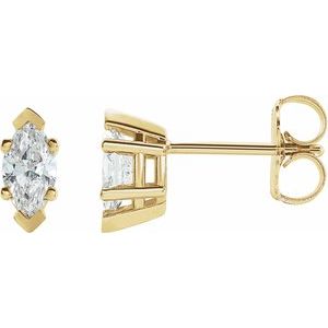 1/2 ct Diamond Marquise 6-Prong V-End Stud Earrings