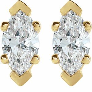 1/2 ct Diamond Marquise 6-Prong V-End Stud Earrings