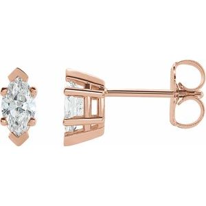 1/2 ct Diamond Marquise 6-Prong V-End Stud Earrings
