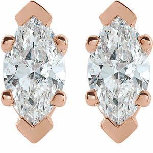 1/2 ct Diamond Marquise 6-Prong V-End Stud Earrings