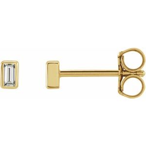 0.07 ct Natural Diamond Straight Baguette Bezel-Set Stud Earrings
