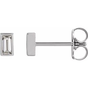 0.07 ct Natural Diamond Straight Baguette Bezel-Set Stud Earrings