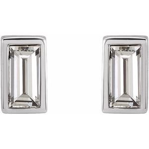 0.07 ct Natural Diamond Straight Baguette Bezel-Set Stud Earrings