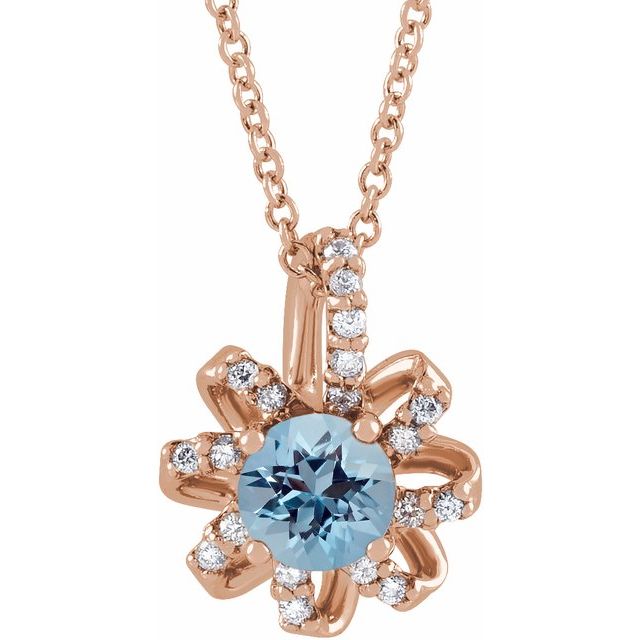 14k-rose-natural-aquamarine-&-.07-ctw-natural-diamond-halo-style-16-18"-necklace