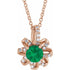14k-rose-lab-grown-emerald-&-.07-ctw-natural-diamond-halo-style-16-18"-necklace