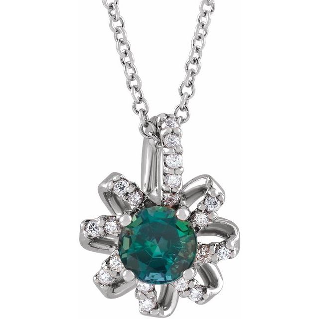 14k-white-lab-grown-alexandrite-&-.07-ctw-natural-diamond-halo-style-16-18"-necklace