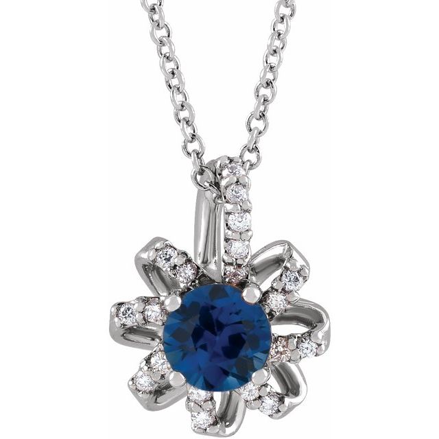sterling-silver-lab-grown-blue-sapphire-&-.07-ctw-natural-diamond-halo-style-16-18"-necklace