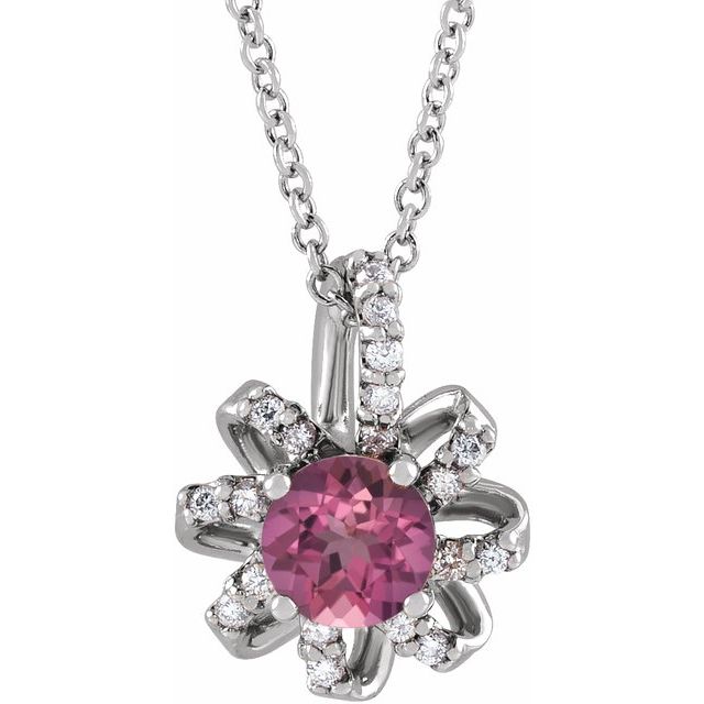 sterling-silver-natural-pink-tourmaline-&-.07-ctw-natural-diamond-halo-style-16-18"-necklace