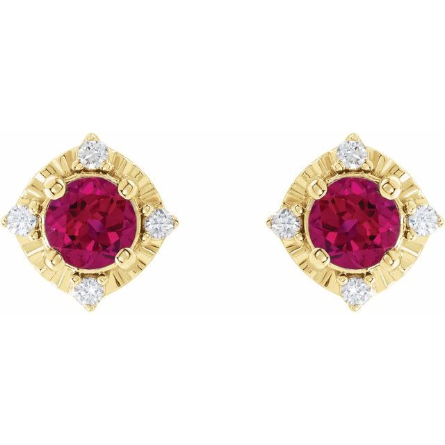14k-yellow-lab-grown-ruby-&-.08-ctw-natural-diamond-halo-style-earrings