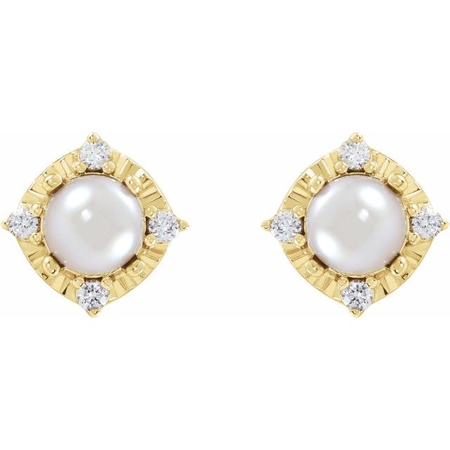 14k-yellow-cultured-white-freshwater-pearl-&-.08-ctw-natural-diamond-halo-style-earrings