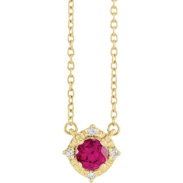14k-yellow-lab-grown-ruby-&-.04-ctw-natural-diamond-halo-style-18"-necklace