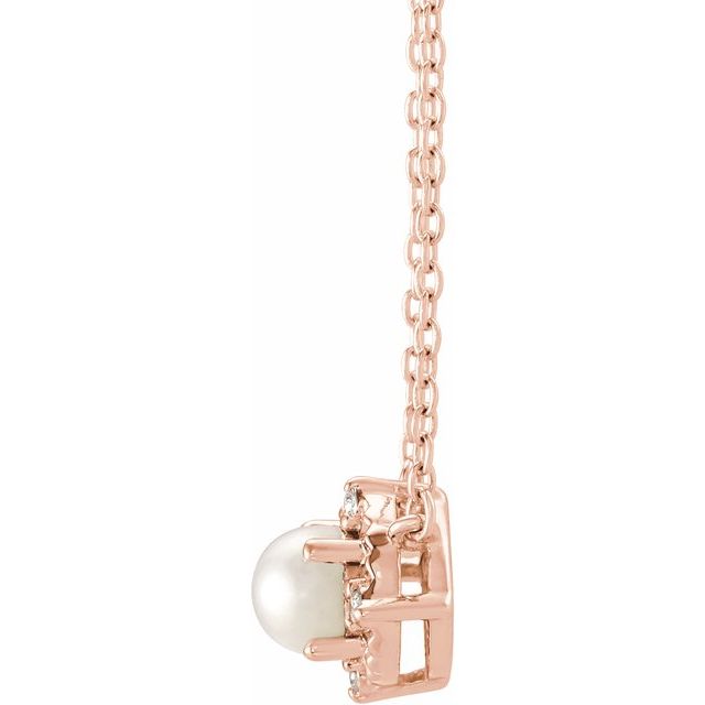 14k-rose-gold-cultured-white-freshwater-pearl-&-.04-ctw-natural-diamond-halo-style-18"-necklace