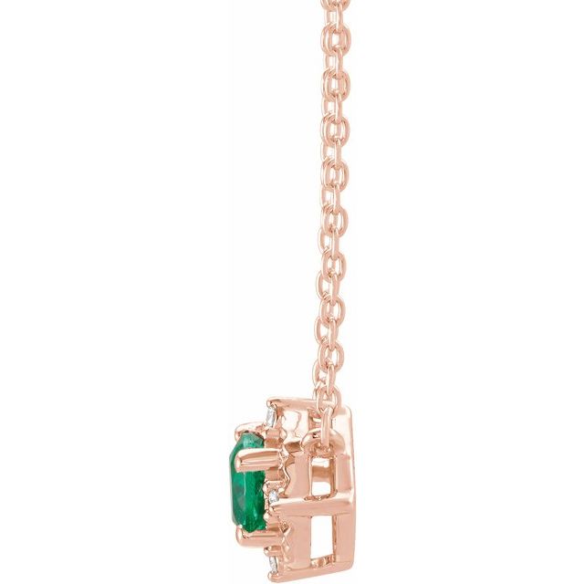 14k-rose-gold-lab-grown-emerald-&-.04-ctw-natural-diamond-halo-style-18"-necklace