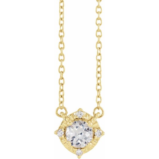 14k-yellow--lab-grown-white-sapphire-&-.04-ctw-natural-diamond-halo-style-18"-necklace