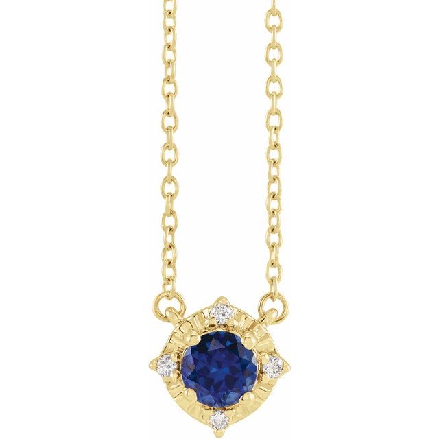 14k-yellow-lab-grown-blue-sapphire-&-.04-ctw-natural-diamond-halo-style-18"-necklace