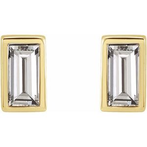 0.07 ct Natural Diamond Straight Baguette Bezel-Set Stud Earrings