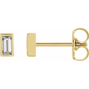 0.07 ct Natural Diamond Straight Baguette Bezel-Set Stud Earrings