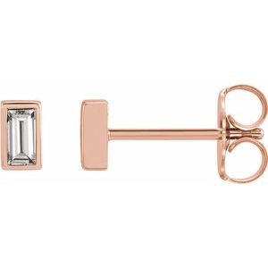 0.07 ct Natural Diamond Straight Baguette Bezel-Set Stud Earrings