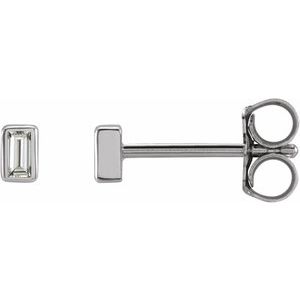 0.07 ct Natural Diamond Straight Baguette Bezel-Set Stud Earrings