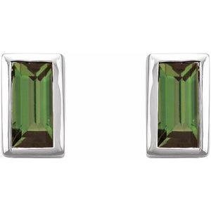 0.07 ct Natural Diamond Straight Baguette Bezel-Set Stud Earrings
