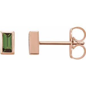 0.07 ct Natural Diamond Straight Baguette Bezel-Set Stud Earrings