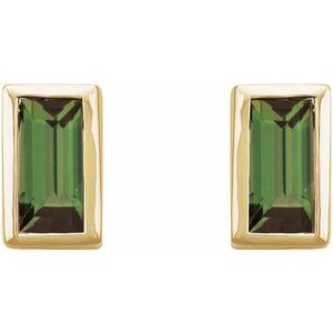 0.07 ct Natural Diamond Straight Baguette Bezel-Set Stud Earrings