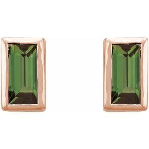 0.07 ct Natural Diamond Straight Baguette Bezel-Set Stud Earrings