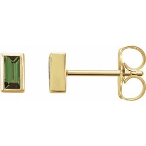 0.07 ct Natural Diamond Straight Baguette Bezel-Set Stud Earrings