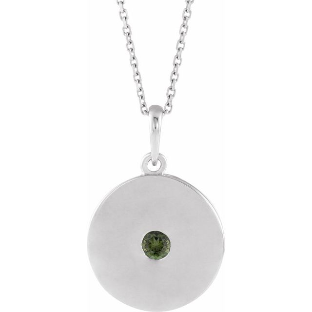 14k-white-natural-green-tourmaline-disc-16-18"-necklace