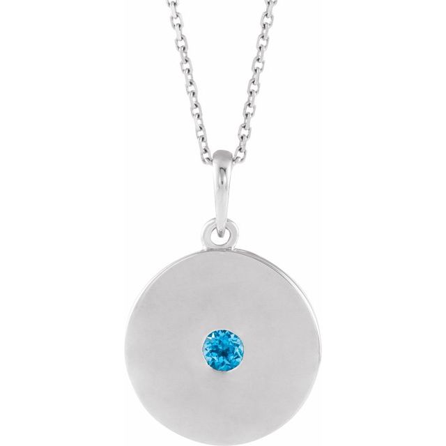 14k-white-natural-swiss-blue-topaz-disc-16-18"-necklace