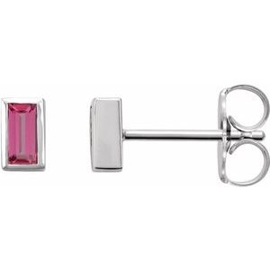 0.07 ct Natural Diamond Straight Baguette Bezel-Set Stud Earrings